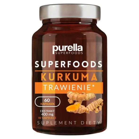 Purella Superfoods, Kurkuma Trawienie, kapsułki, 60 szt.