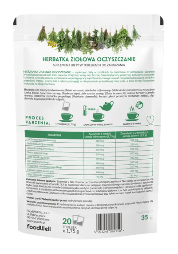 Purella SuperHerbs, mieszanka ziół Oczyszczanie, 35 g