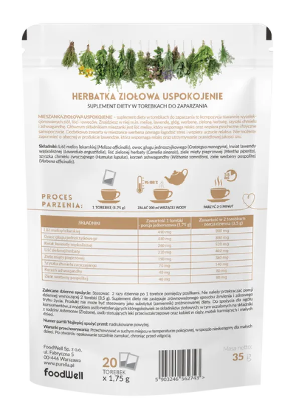 Purella SuperHerbs, mieszanka ziół Uspokojenie, 35 g