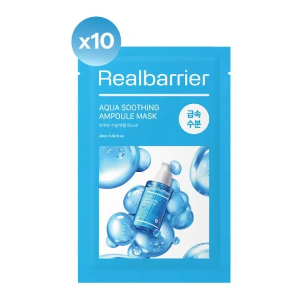 Real Barrier Aqua, łagodząca maska-ampułka, 10 x 28 ml