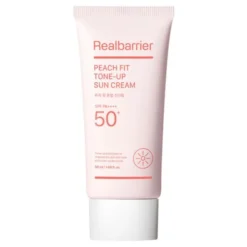 Real Barrier Peach Fit Tone-Up Sun Cream SPF50+ PA++++, nawilżający krem przeciwsłoneczny z efektem rozświetlającym, 50 ml