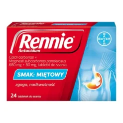 Rennie Antacidum, 680 mg+80 mg, tabletki do ssania, smak miętowy, 24 szt.