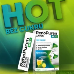 RenoPuren Zatoki Hot bez cukru, proszek, smak cytrynowo - miętowy, 8 sasz.
