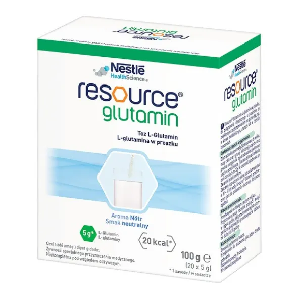 Resource Glutamin, smak neutralny, proszek, 100 g (20 x 5 g)