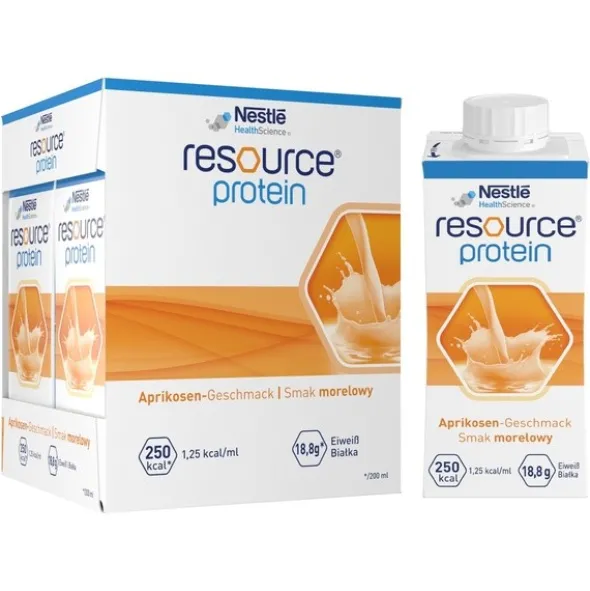 Resource Protein, płyn o smaku morelowym, 4 x 200 ml