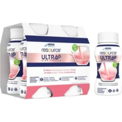 Resource Ultra+, płyn, smak truskawkowy, 200 ml x 4