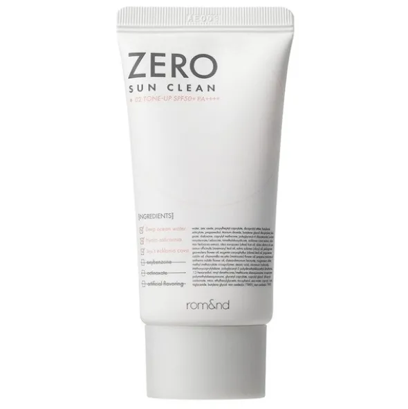 Rom&nd Zero Sun Clean, tonujący krem przeciwsłoneczny do twarzy SPF50+ PA++++, 02 Tone Up, 50 ml