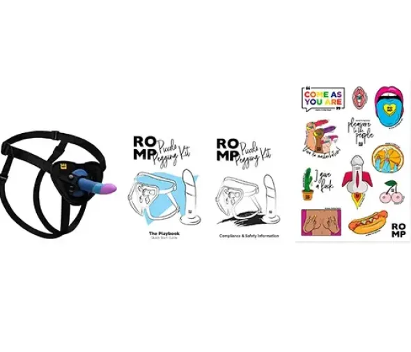 Romp Dildo Piccolo Pegging Kit, dildo z uprzężą strap-on, 1 szt.