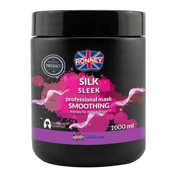 Ronney Silk Sleek, maska wygładzająca do włosów z jedwabiem, 1000 ml