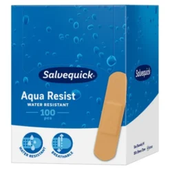 Salvequick Aqua Resist, wodoodporne plastry, średnie (19 mm x 72 mm), 100 szt.