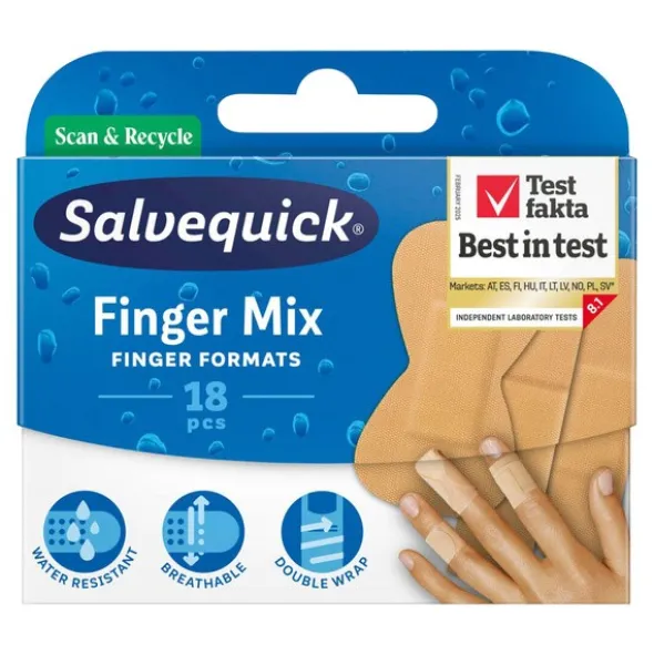 Salvequick Finger Mix, plastry na palce rąk, 18 szt.