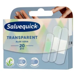 Salvequick Transparent Aloe Vera, plastry transparentne z aloesem,miks, 20 szt.