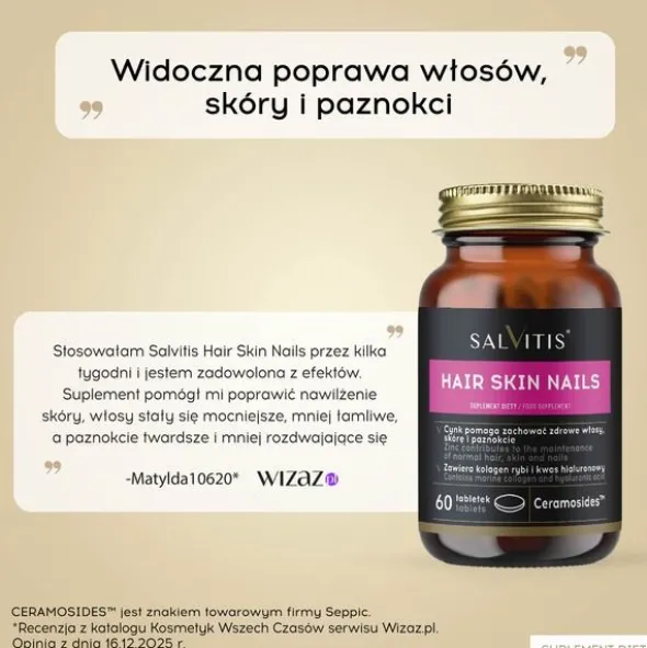 Salvitis Hair Skin Nails (Włosy Skóra Paznokcie), tabletki powlekane, 60 szt.