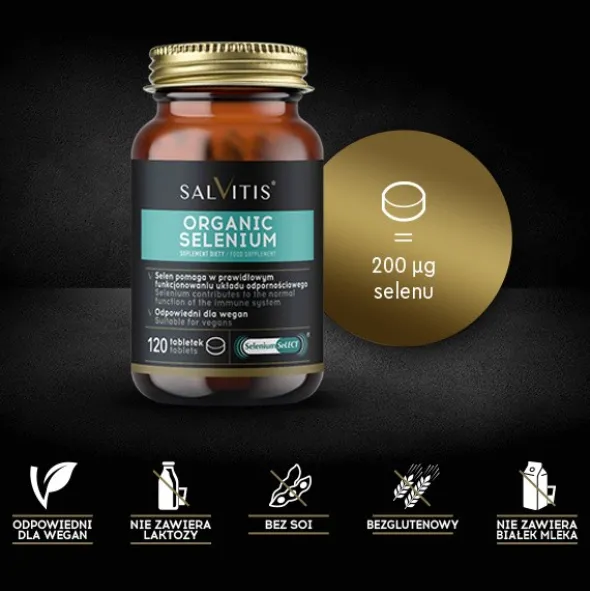 Salvitis Organic Selenium (Selen organiczny), tabletki powlekane, 120 szt.