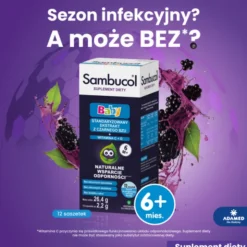 Sambucol Baby, proszek do przygotowania zawiesiny doustej, 2,2 g, saszetki, 12 szt.