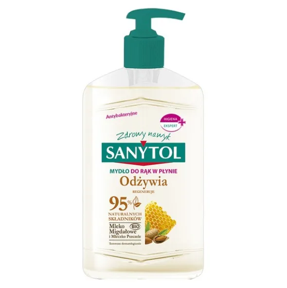 Sanytol, mydło antybakteryjne do rąk, mleko migdałowe i mleczko pszczele, 250 ml