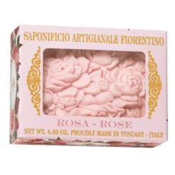 Saponificio Artigianale Fiorentino, naturalne mydło w pudełku z okienkiem, róża, 125 g