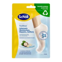 Scholl PediMask, Nawilżająca maska z olejkiem makadamia, 1 para (skarpetki)