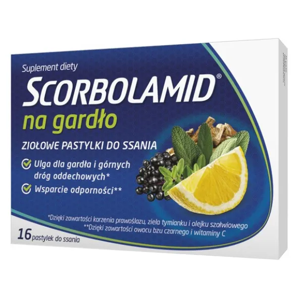 Scorbolamid na gardło, pastylki do ssania, 16 szt
