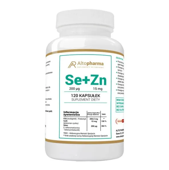 Selen 200 µg + Cynk 15 mg + Prebiotyk, kapsułki twarde, 120 szt.