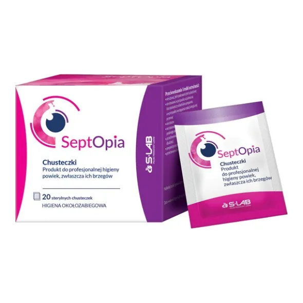 SeptOpia, sterylne chusteczki jednorazowe do higieny powiek, 20 szt.