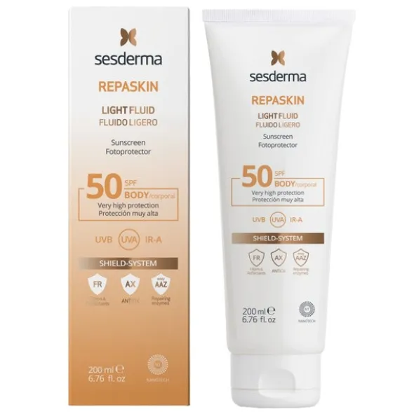 Sesderma Repaskin Light Fluid, przeciwsłoneczny balsam do ciała SPF50, 200 ml