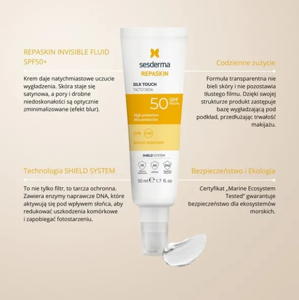 Sesderma Repaskin Silk Touch SPF 50, krem przeciwsłoneczny, 50 ml