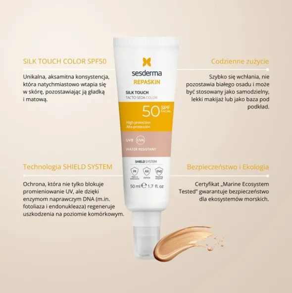 Sesderma Repaskin Silk Touch, krem koloryzujący SPF50, 50 ml