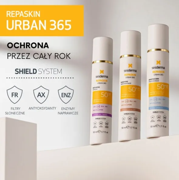 Sesderma Repaskin Urban 365, krem przeciwsłoneczny do skóry wrażliwej, SPF 50+, 50 ml