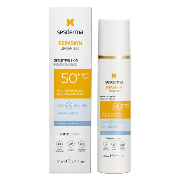 Sesderma Repaskin Urban 365, krem przeciwsłoneczny do skóry wrażliwej, SPF 50+, 50 ml