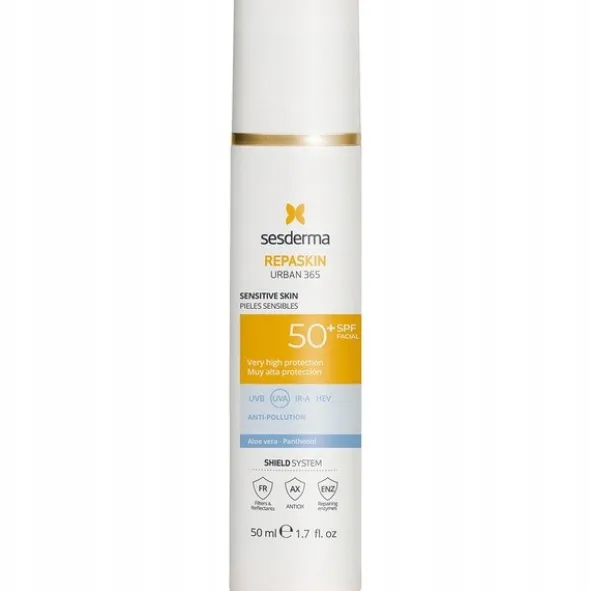 Sesderma Repaskin Urban 365, krem przeciwsłoneczny do skóry wrażliwej, SPF 50+, 50 ml