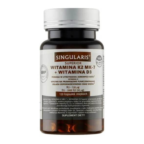 Singularis Witamina K2 MK-7 + D3, kapsułki miękkie, 120 szt.
