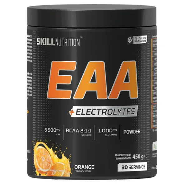 Skill Nutrition EAA + Electrolytes, proszek, smak pomarańczowy, 450 g