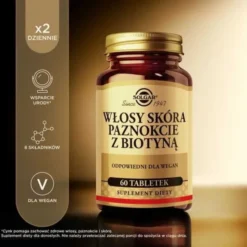 Solgar Włosy Skóra Paznokcie z Biotyną, tabletki, 60 szt.