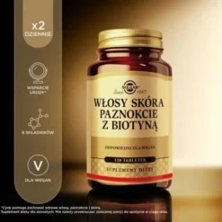 Solgar Włosy Skóra Paznokcie z Biotyną, tabletki, 120 szt.