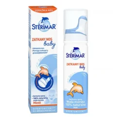Sterimar Zatkany Nos Baby, hipertoniczna woda morska na katar dla niemowląt, spray do nosa, 50 ml