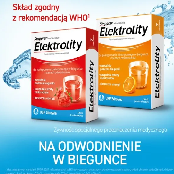 Stoperan, Elektrolity, proszek, smak truskawkowy, 7 saszetek