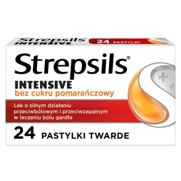 Strepsils Intensive bez cukru pomarańczowy, 8,75 mg, pastylki twarde, 24 szt.
