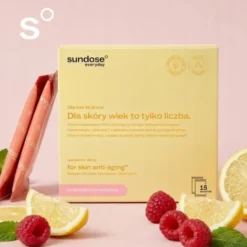 Sundose Everyday For Skin Anti-Aging Kwas Hialuronowy i Witamina C, saszetki z proszkiem, smak malinowo-cytrynowy, 15 szt.