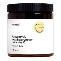 Sundose For Skin Anti-Aging Kolagen rybi, kwas hialuronowy, witamina C, proszek, 154 g