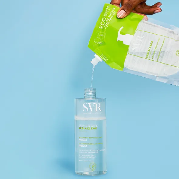 SVR Sebiaclear Eau micellaire, oczyszczający płyn micelarny, uzupełnienie, 400 ml