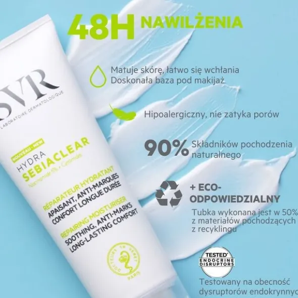 SVR Sebiaclear Hydra, regenerujący krem nawilżający, 40 ml