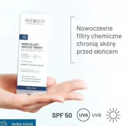 Sylveco Dermo Sucha skóra, krem nawilżający do twarzy na dzień SPF 50, 50 ml
