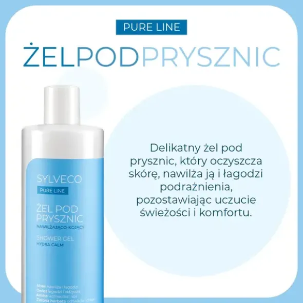 Sylveco Pure Line, żel pod prysznic, nawilżająco-kojący, 400 ml
