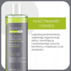 Sylveco Pure Line Men, żel pod prysznic 3w1, kojąco-regenerujący, 400 ml