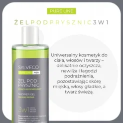 Sylveco Pure Line Men, żel pod prysznic 3w1, kojąco-regenerujący, 400 ml
