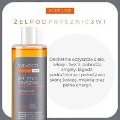 Sylveco Pure Line Men, żel pod prysznic 3w1, energetyzująco-łagodzący, 400 ml