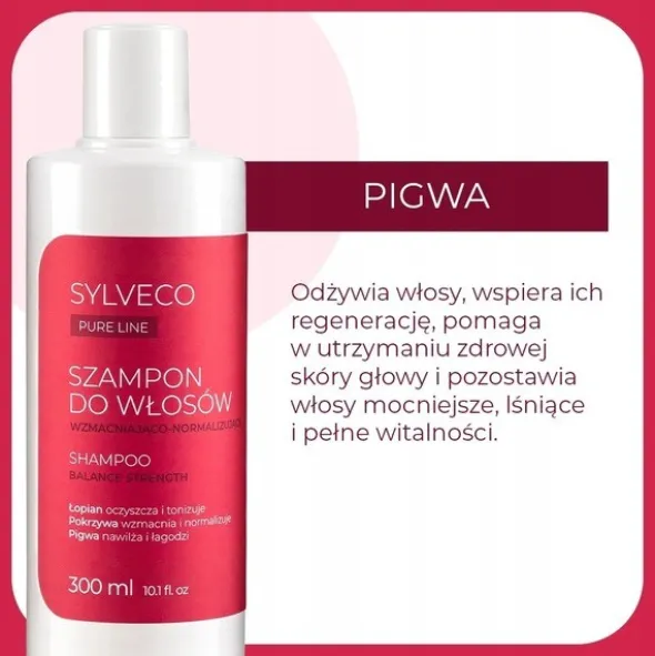 Sylveco Pure Line, szampon, wzmacniająco-normalizujący, 300 ml