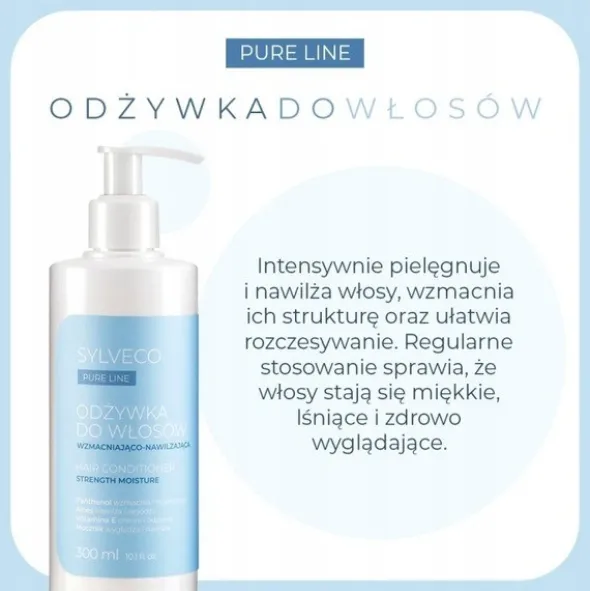 Sylveco Pure Line, wzmacniająco-nawilżająca odżywka do włosów, 300 ml