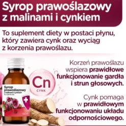 Syrop prawoślazowy, z malinami i cynkiem, 100 ml